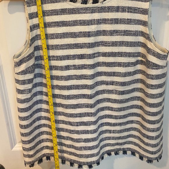 - Banana Republic Tweed Blue & White Striped Top XS - Picture 7 of 7